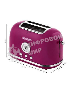Тостер Galaxy Line GL 2916, малиновый джем, металл, 900 Вт, 6 степеней поджарки