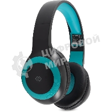 Беспроводные/проводные наушники Digma BT-15 черный/голубой, накладные, Bluetooth + проводной, складная конструкция, до 10 ч