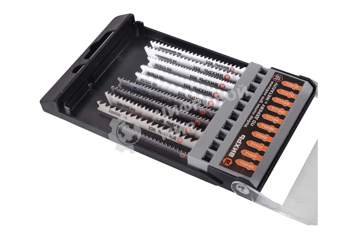 Набор пилок для лобзика по дереву и металлу 10шт Вихрь