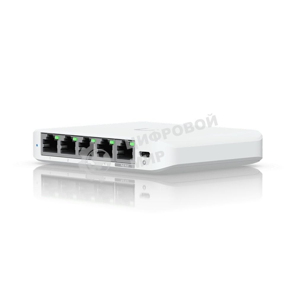 Коммутатор Ubiquiti UniFi Switch Flex Mini 2.5G Compact, 5-port 2.5G switch that can be powered with PoE or a USB-C adapter.