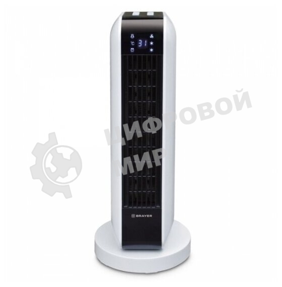 Тепловентилятор 4802BR BRAYER, 2000 Вт, 2 уров.мощ, вращ.корп 35°, LED-диспл, пульт ДУ, таймер
