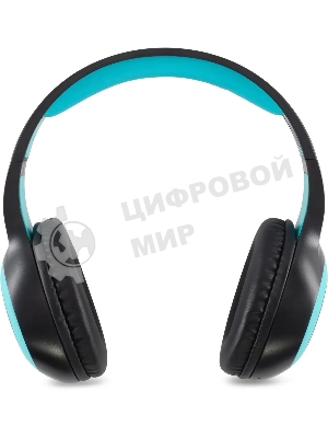 Беспроводные/проводные наушники Digma BT-15 черный/голубой, накладные, Bluetooth + проводной, складная конструкция, до 10 ч