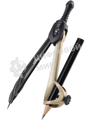 Циркуль Deli EG30404, корпус ассорти, металл, в комплекте: линейка/транспортир/2 угольника/карандаш/ластик/точилка