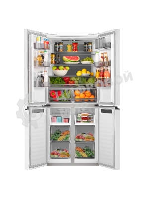 Холодильник Maunfeld MFF192NFPW01 Inverter белый трехкамерный 334/184л морозилка снизу, No Frost, Side by Side