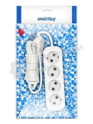 Удлинитель бытовой Smartbuy (SBE-10-4-05-N) 4 гнз х 5,0 м (10А/2.2кВт, ПВС 2х1.0)