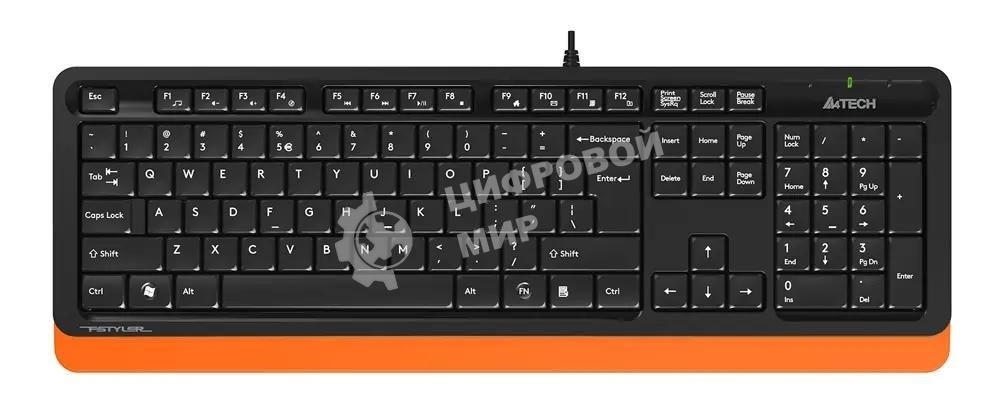 Комплект клавиатура+мышь A4Tech FStyler F1010 проводной, USB, 1600 DPI, чёрный/оранжевый