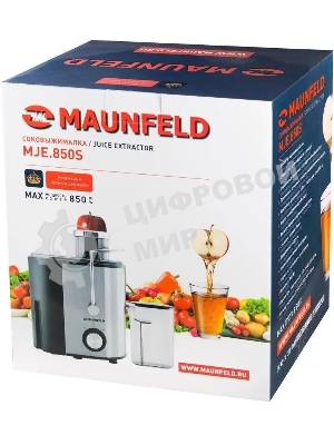 Соковыжималка Maunfeld MJE.850S нержавеющая сталь, центробежная, 850 Вт, 350 мл, механическое
