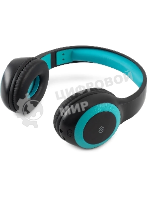 Беспроводные/проводные наушники Digma BT-15 черный/голубой, накладные, Bluetooth + проводной, складная конструкция, до 10 ч