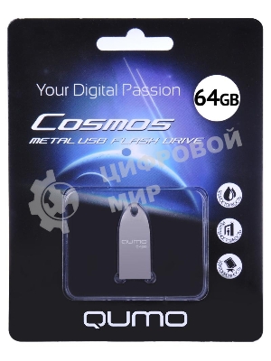 Флешка USB QUMO 64 Gb Cosmos цвет корпуса серебристый2.0 (QM64GUD-Cos-s)