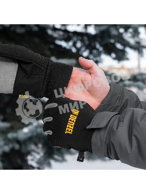 Перчатки универсальные Denzel двойные, работа с сенсорным экраном, вязаная манжета, размер 9