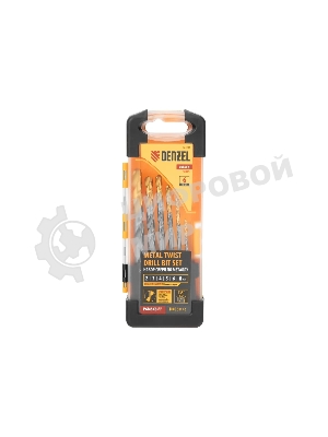 Набор сверл по металлу Denzel 2-8мм, Р6М5К8-TiN, Golden Tip, 6 шт