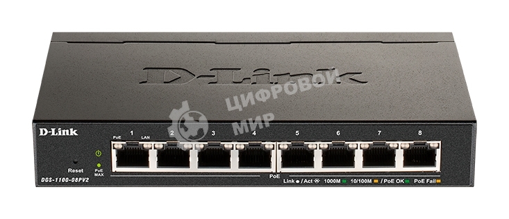 Коммутатор D-Link DGS-1100-08PV2/A4A, 8×1 Гбит/с, настраиваемый