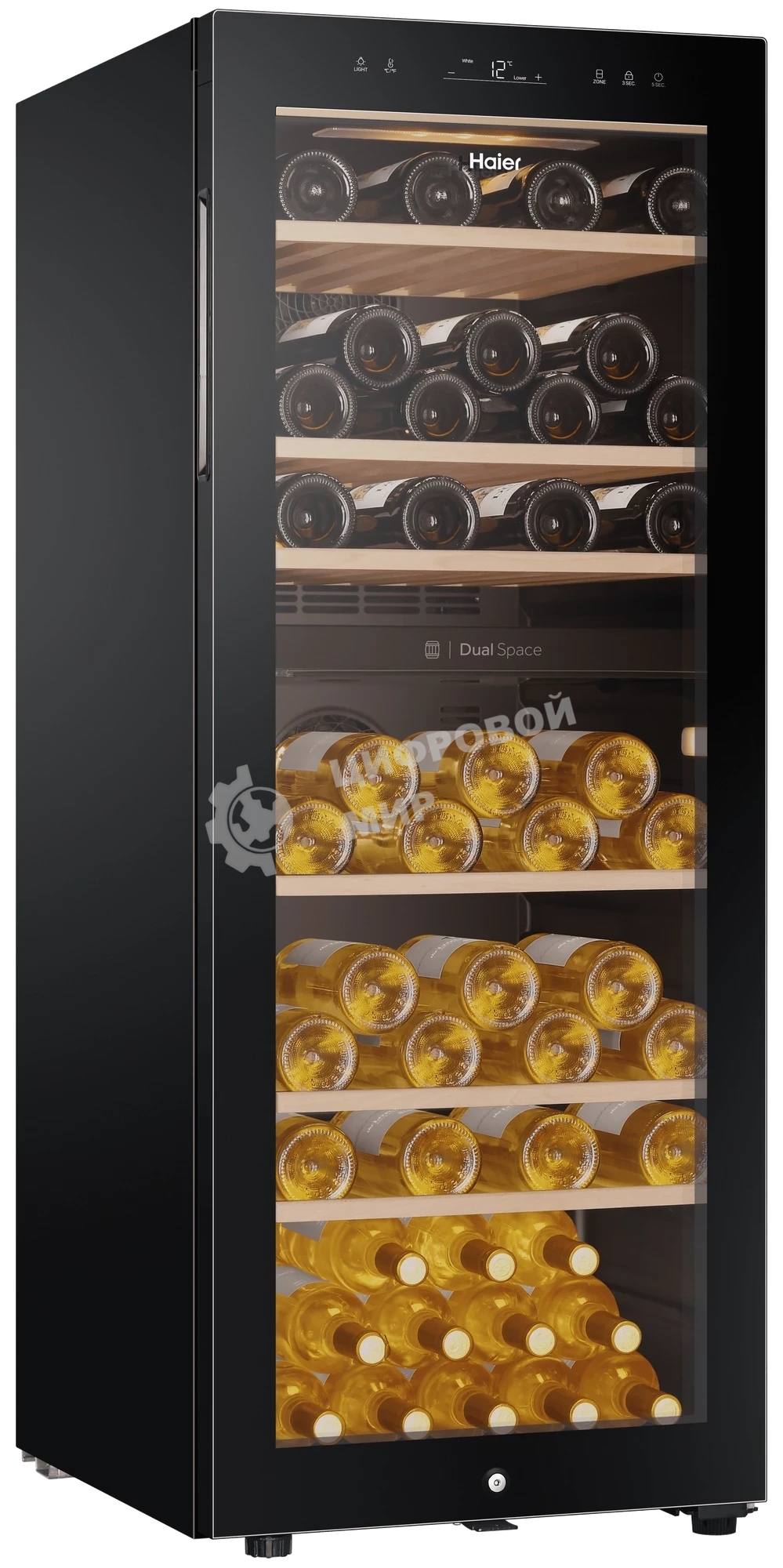 Винный шкаф Haier FWC77GDAE1 черный, 190 л, 2 отсека, 77 бут., класс A