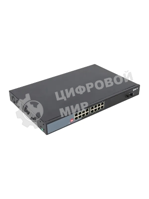 Коммутатор EKF TSX-U-2GX/SFP-16GTP-R, 16×1 Гбит/с PoE + 2×1 Гбит/с SFP, неуправляемый