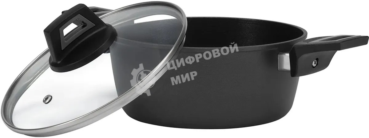 Кастрюля Polaris Graphit 24C, 4 л, с крышкой, темно-серый