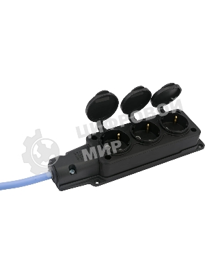 Удлинитель морозостойкий Gembird PC-3GF-R-10(IP) черный/синий, 10 м, 3 розетки, 3500 Вт