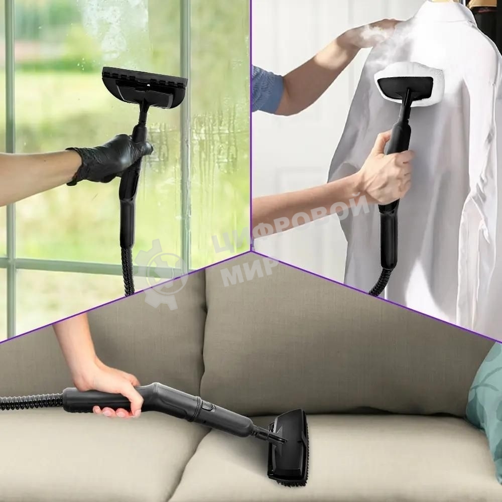 Швабра паровая Kitfort КТ-1072 1300Вт белый/черный