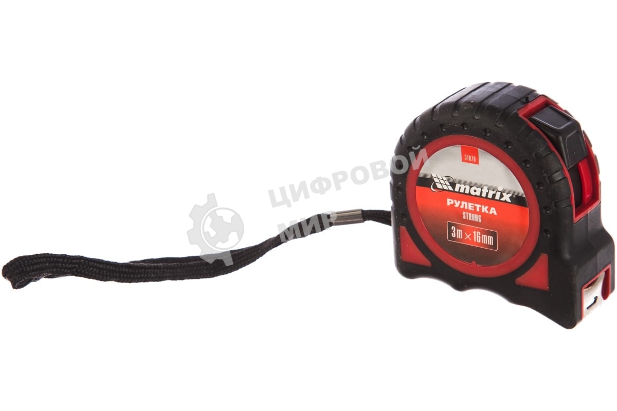 Рулетка Matrix Strong, 3 м х 16 мм, обрезиненный корпус 31078