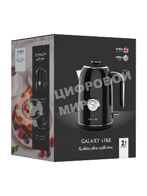 Чайник электрический Galaxy Line GL 0350, магия черного, металл, 2200 Вт, 1.7 л