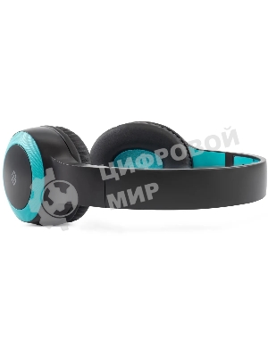 Беспроводные/проводные наушники Digma BT-15 черный/голубой, накладные, Bluetooth + проводной, складная конструкция, до 10 ч