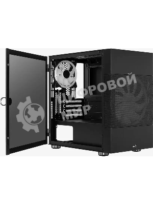 Компьютерный корпус Aerocool/Formula Atomic V1 без БП, mATX, боковое окно (закаленное стекло), черный