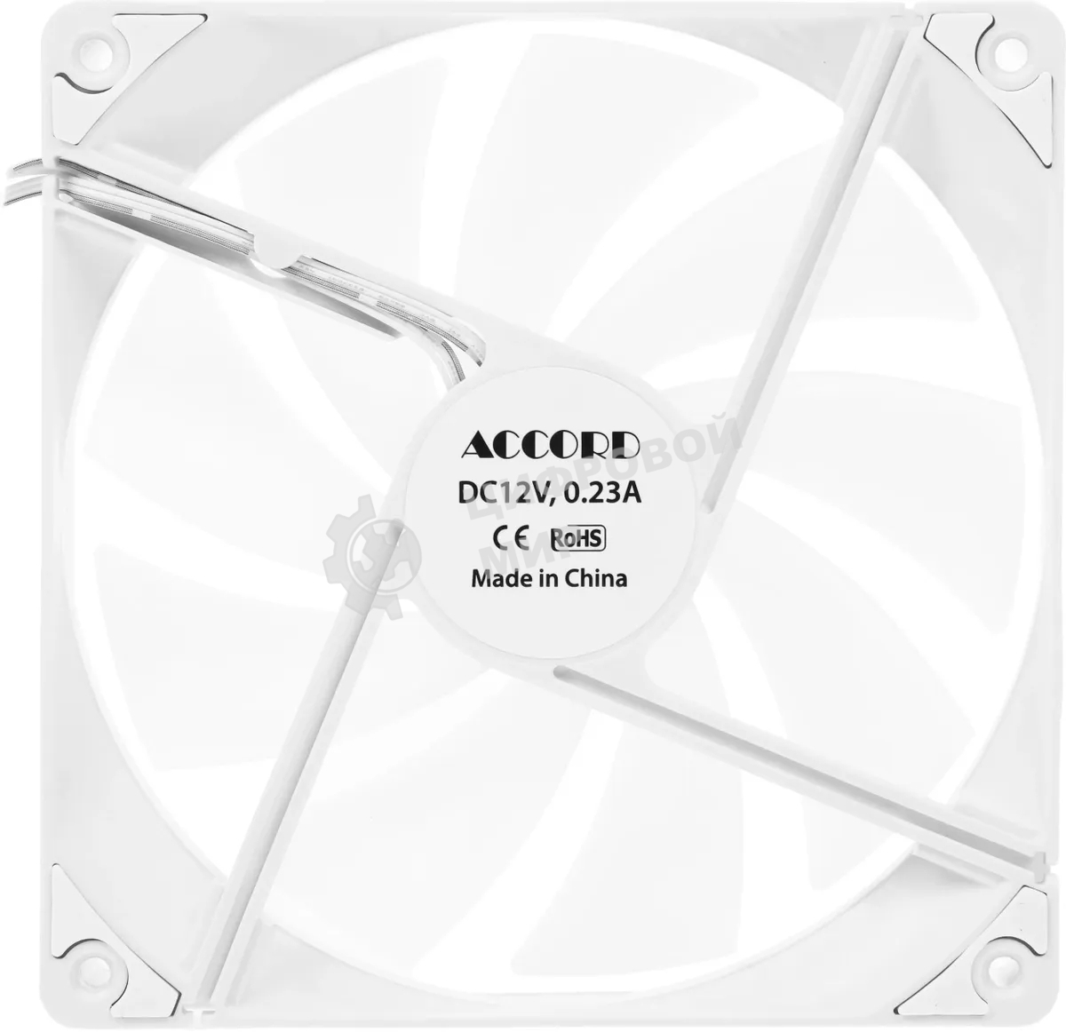 Вентилятор для корпуса Accord ACC-C14 ARGb 140х140x25 белый 3-pin 26дБ (ACC-C14 ARGb белый) brown box