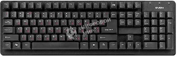 Клавиатура Sven Standard 301 проводная, USB Type-A, чёрный