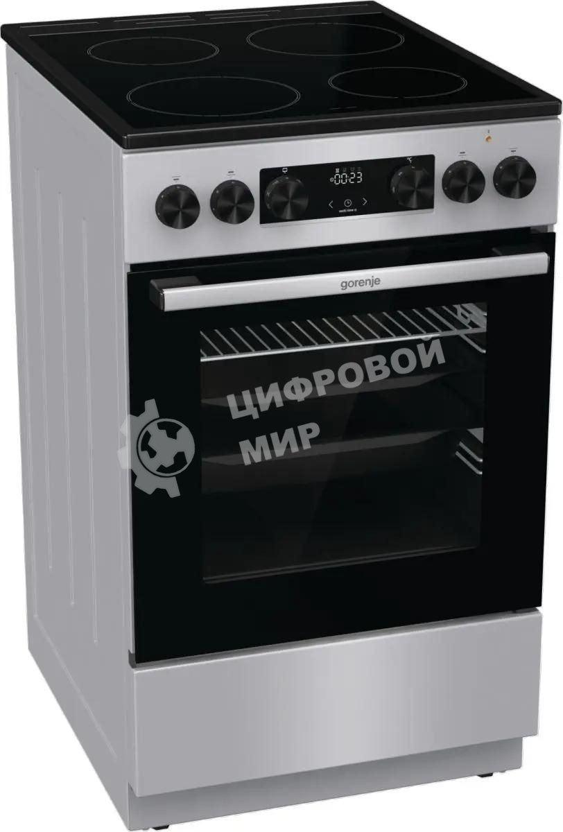 Плита электрическая Gorenje GEC5C41SG серый, конфорок 4 электрических, духовка 70 л, 50 см x 85 см x 59.4 см (без крышки)