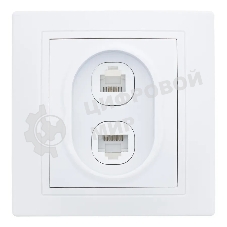 Розетка телефонная RJ11 + компьютерная RJ45 скрытой установки IP20, белая 