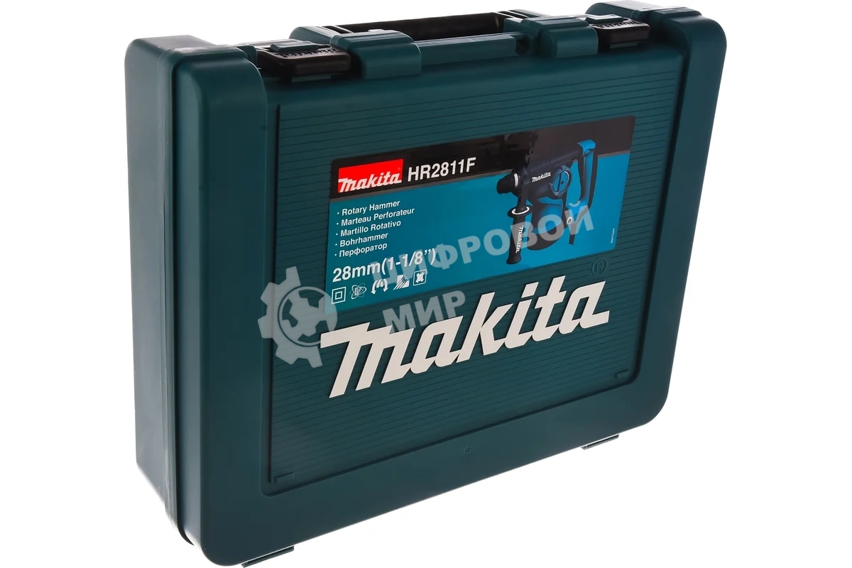 Перфоратор Makita HR2811F Перфоратор, крепление SDS-Plus, макс. энергия удара 2.93 Дж, мощность 800 Вт, вес 3.4 кг, кейс, подсветка