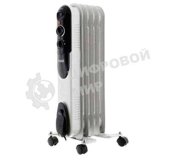 Обогреватель масляный Ресанта ОМПТ- 5Н (5 секций), белый, 1000 Вт, 10 м2, термостат 67/3/2