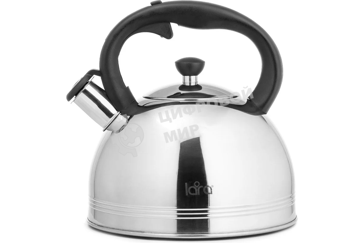 Чайник для плиты металлический Lara LR00-64, (матовый) 4 л, автоподъем крышки, индукционное капсулированное дно, нейлон. ручка