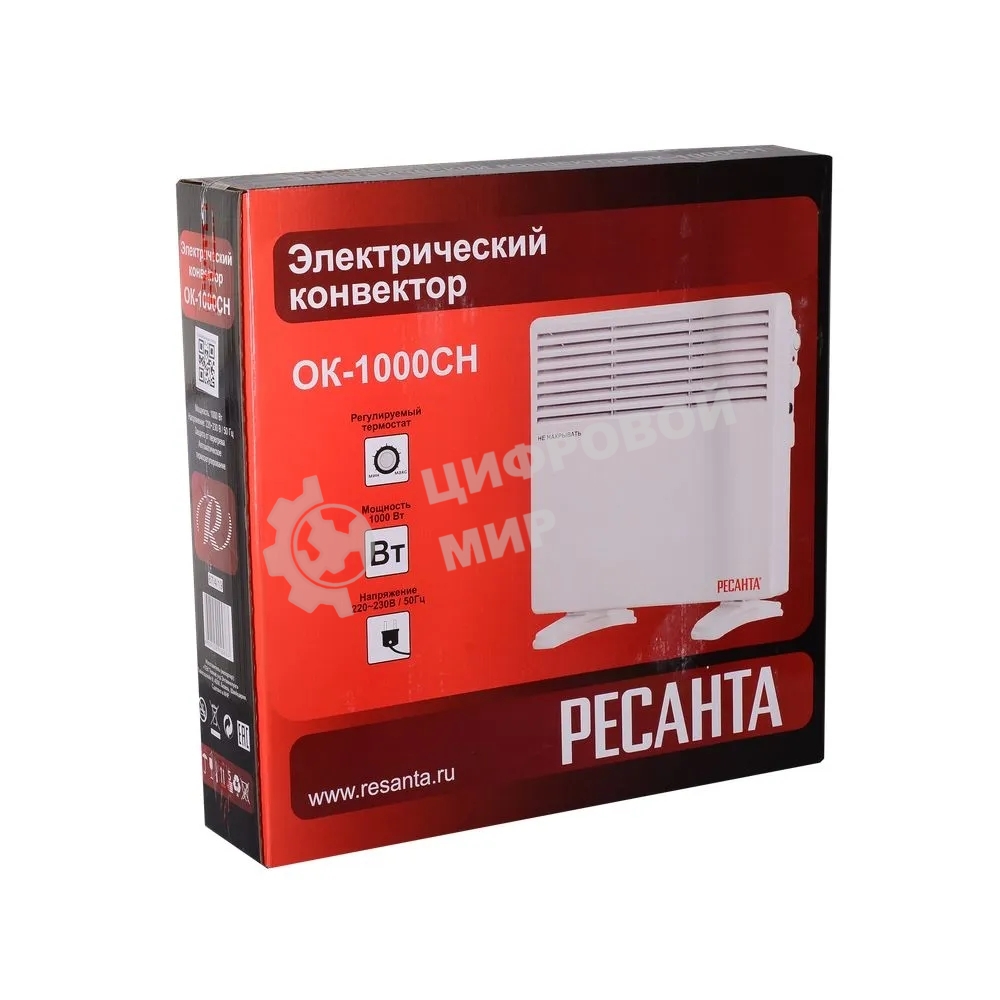 Конвектор электрический Ресанта ОК-1000СН белый, 1000 Вт, 10 м2, термостат