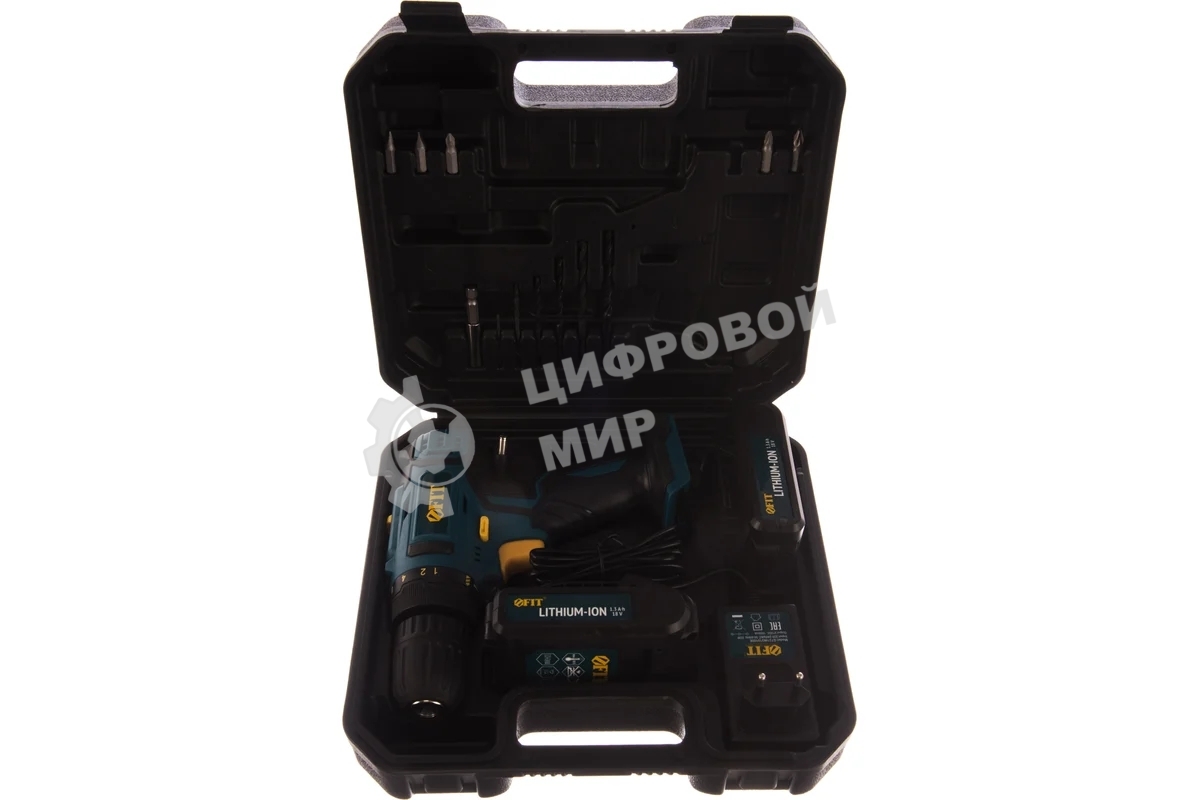 Дрель-шуруповерт аккумуляторная Fit 80189, Аккумуляторная, 18В, 2 АКБ, Кейс