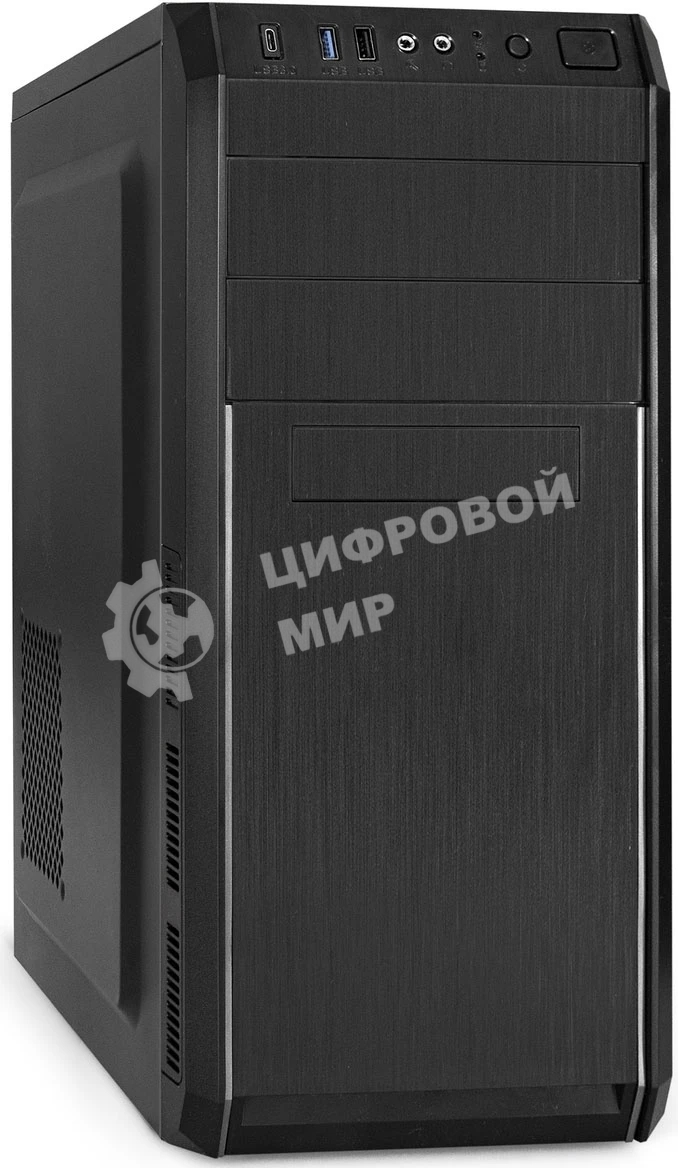 Компьютерный корпус Miditower ExeGate XP-334UC-UNS350 (ATX, БП UNS350 с вент. 12см, 1хUSB/1хUSB 3.0/1хTypeC, аудио, черный)