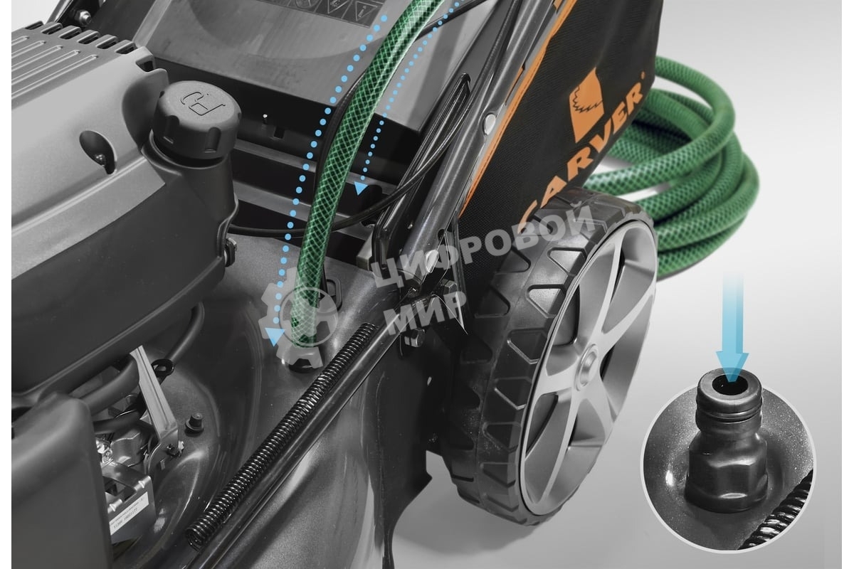 Газонокосилка CARVER LMG-2646HM бенз., 2.6 кВт, шир.46см колеса 7''/8'' травосб.65л мульчиров.