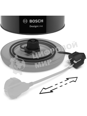 Чайник электрический Bosch TWK3P423 1.7 л, 2400 Вт, черный (корпус: нержавеющая сталь)