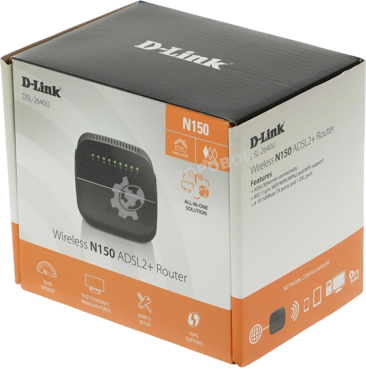 Роутер беспроводной D-Link DSL-2640U/R1A ADSL2+ черный ANNEX А