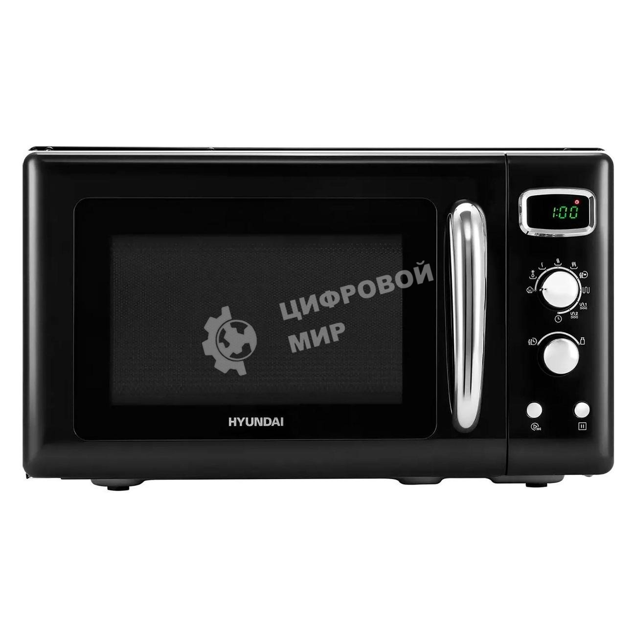 Микроволновая печь Hyundai HYM-D3040 черный, 23 л, 800 Вт, переключатели - кнопки, поворотный механизм