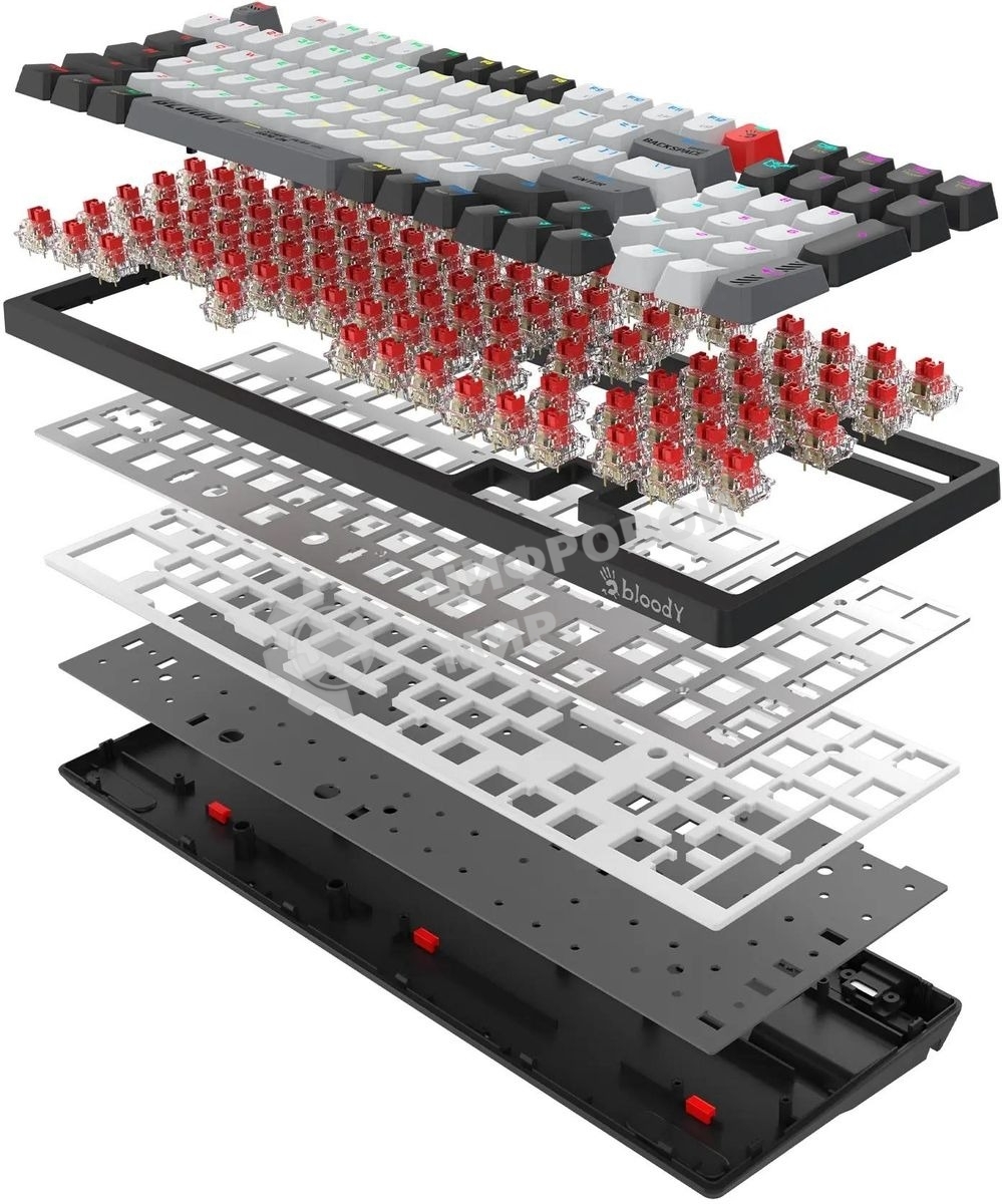 Клавиатура беспроводная механическая A4Tech Bloody WS98 USB черный/серый (WS98)