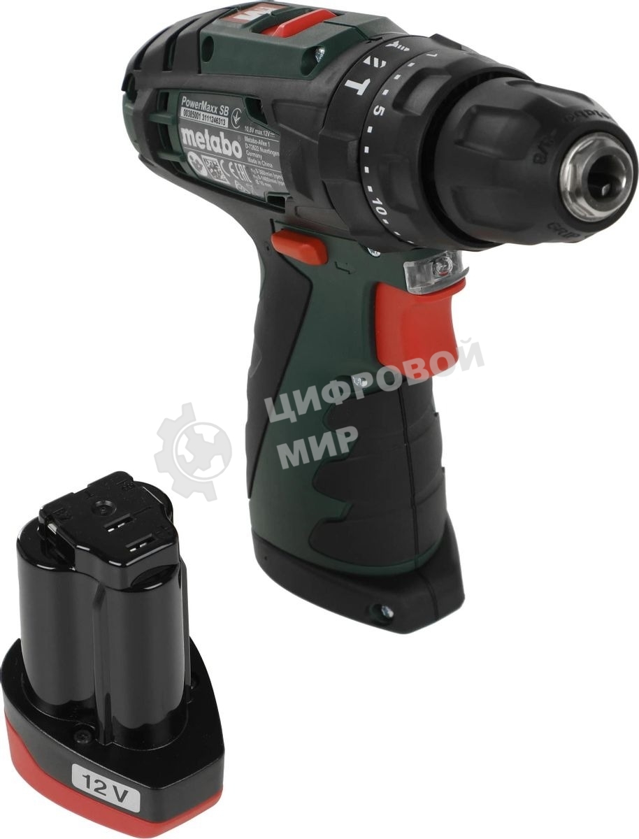 Дрель-шуруповерт аккумуляторная Metabo PowerMaxx SB 600385500, Аккумуляторный, 10,8В, Ударная