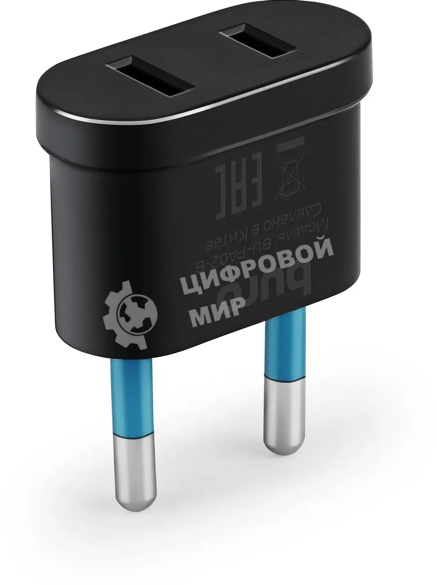 Адаптер-переходник Buro (1 розетка) черный (пакет ПЭ)