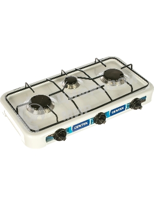 Плита настольная газовая Centek CT-1522 белый, 1.7 кВт, газ, конфорки - 3, эмаль, поворотные переключатели