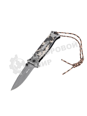 Нож складной Denzel, многоцелевой, системы Liner-Lock, с накладкой G10 на прямой рук-ке+стеклобой 79208