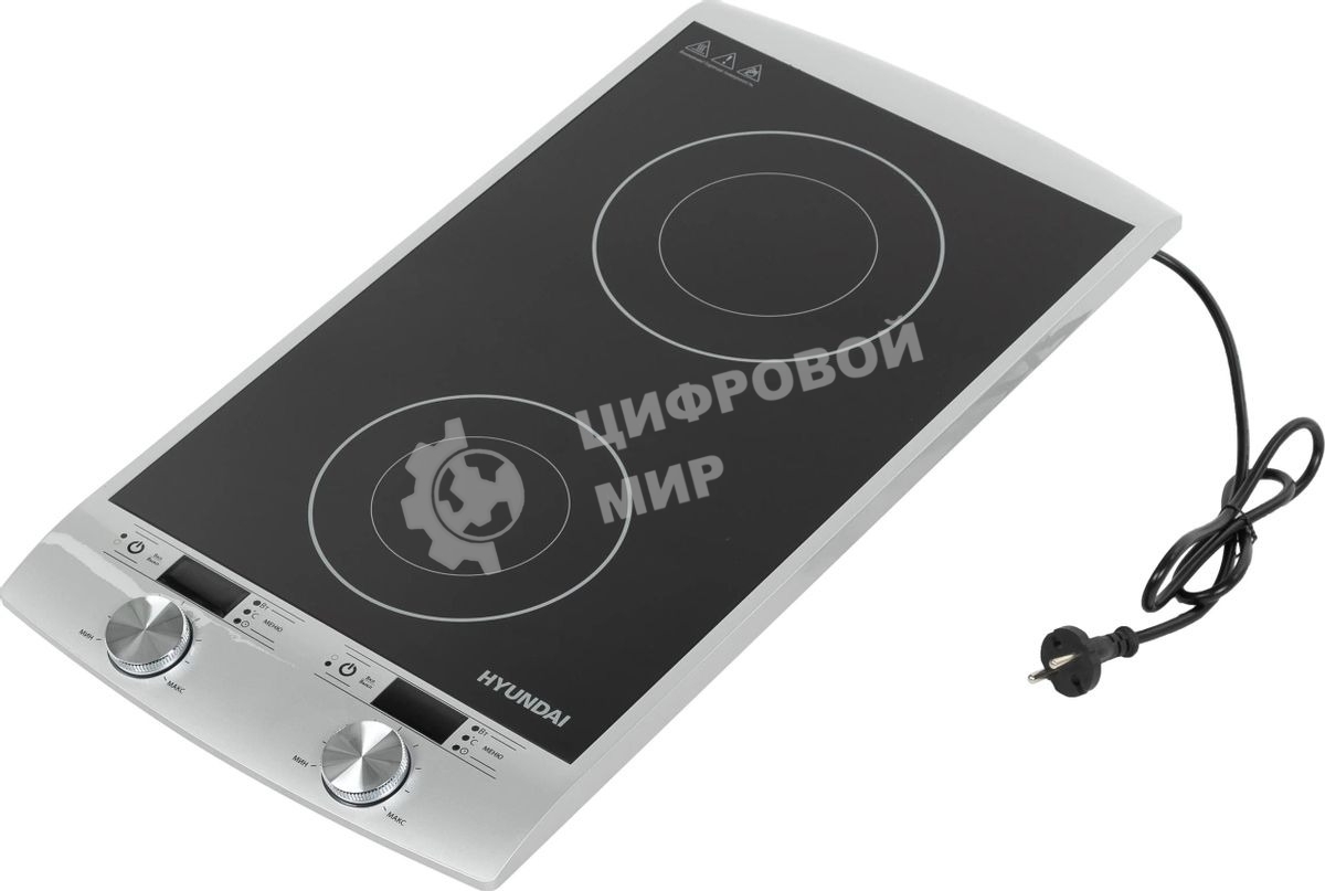 Плита настольная электрическая Hyundai HYC-0103 серебристый/черный стеклокерамика (настольная)