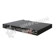 Коммутатор 4610-30P-O-AC-F Edge-corE AS4610-30P, 24-Port GE RJ45 port PoE+, last 8 ports Ultra-PoE, 960W PoE Bugdet, 4x10G SFP+, 2 port 20G QSFP+ for stacking, Broadcom Helix 4, Dual-core ARM Cortex A9 1GHz, dual 110-230VAC 600W hot-swappable PSUs, one fi