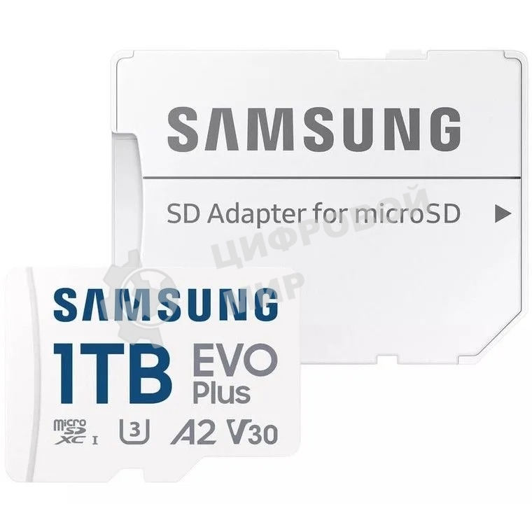 Карта памяти Samsung EVO Plus, microSDXC, 1TB, Class 10, A2, V30, UHS-I (U3), W 90 МБ/с, R 160 МБ/с, адаптер на SD