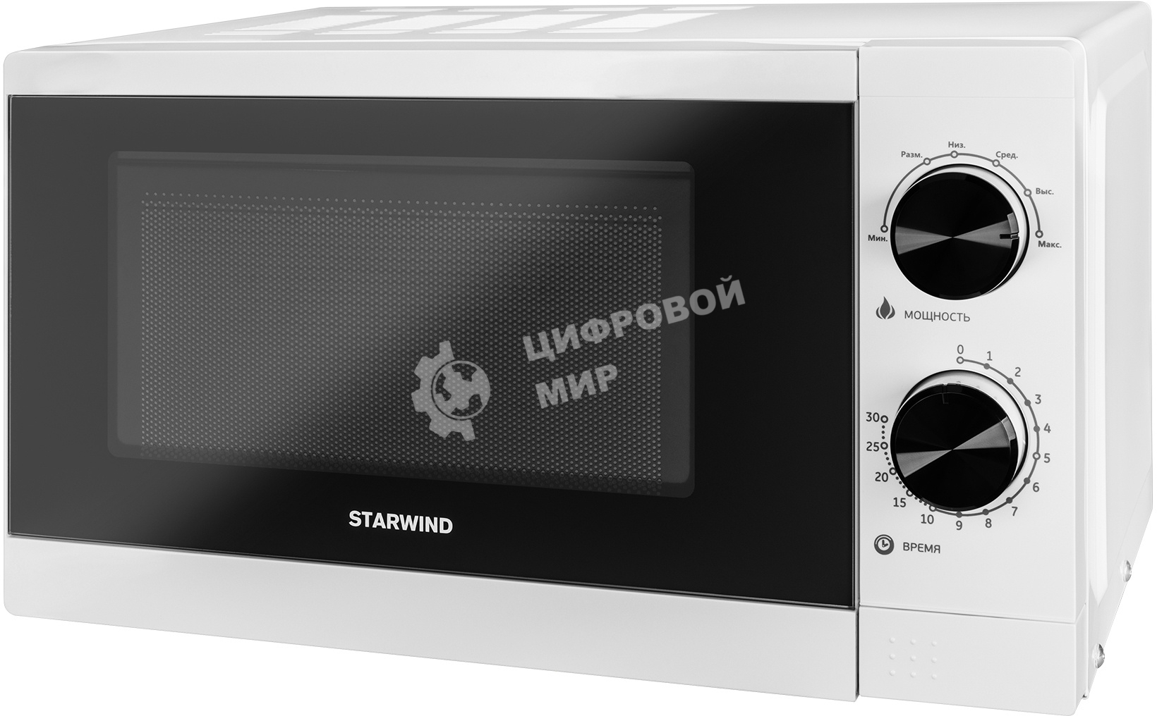 Микроволновая печь Starwind SMW4020 белый, 20 л, 700 Вт, переключатели - поворотный механизм