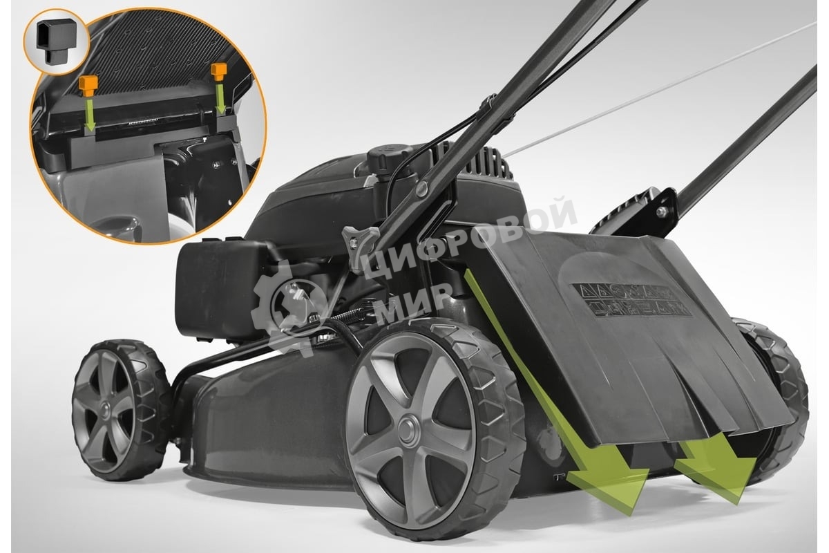 Газонокосилка CARVER LMG-2646HM бенз., 2.6 кВт, шир.46см колеса 7''/8'' травосб.65л мульчиров.