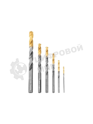Набор сверл по металлу Denzel 2-8мм, Р6М5К8-TiN, Golden Tip, 6 шт